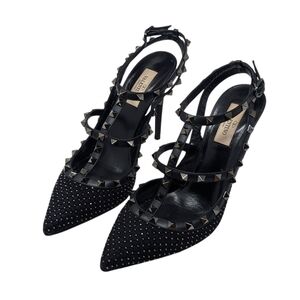 Valentino Garavani Rare Black Rockstud Caged Pointed Studded Heel Size EU 40
